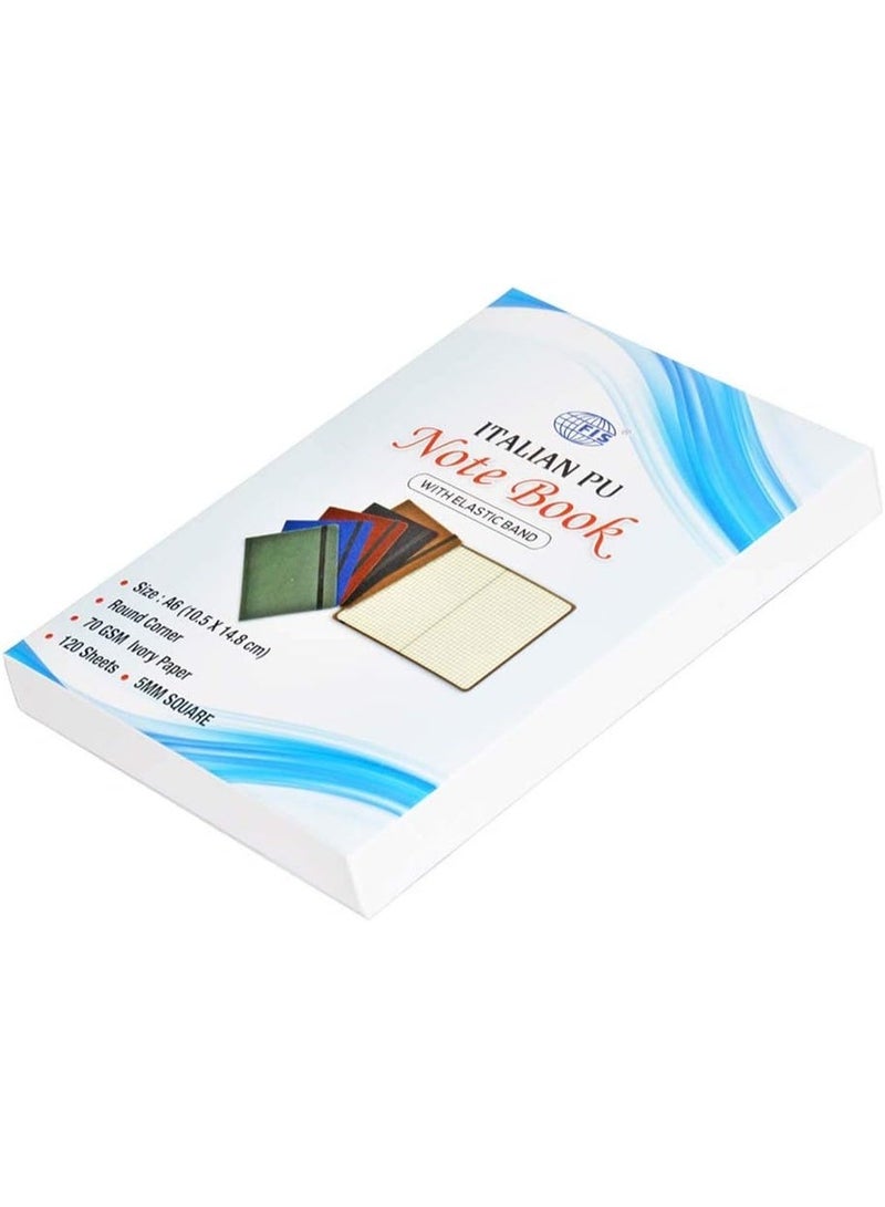 FIS 120-Sheets FIS Italian PU Notebook A6, 5mm Square, Brown - FSNB5M1602 - Image 2